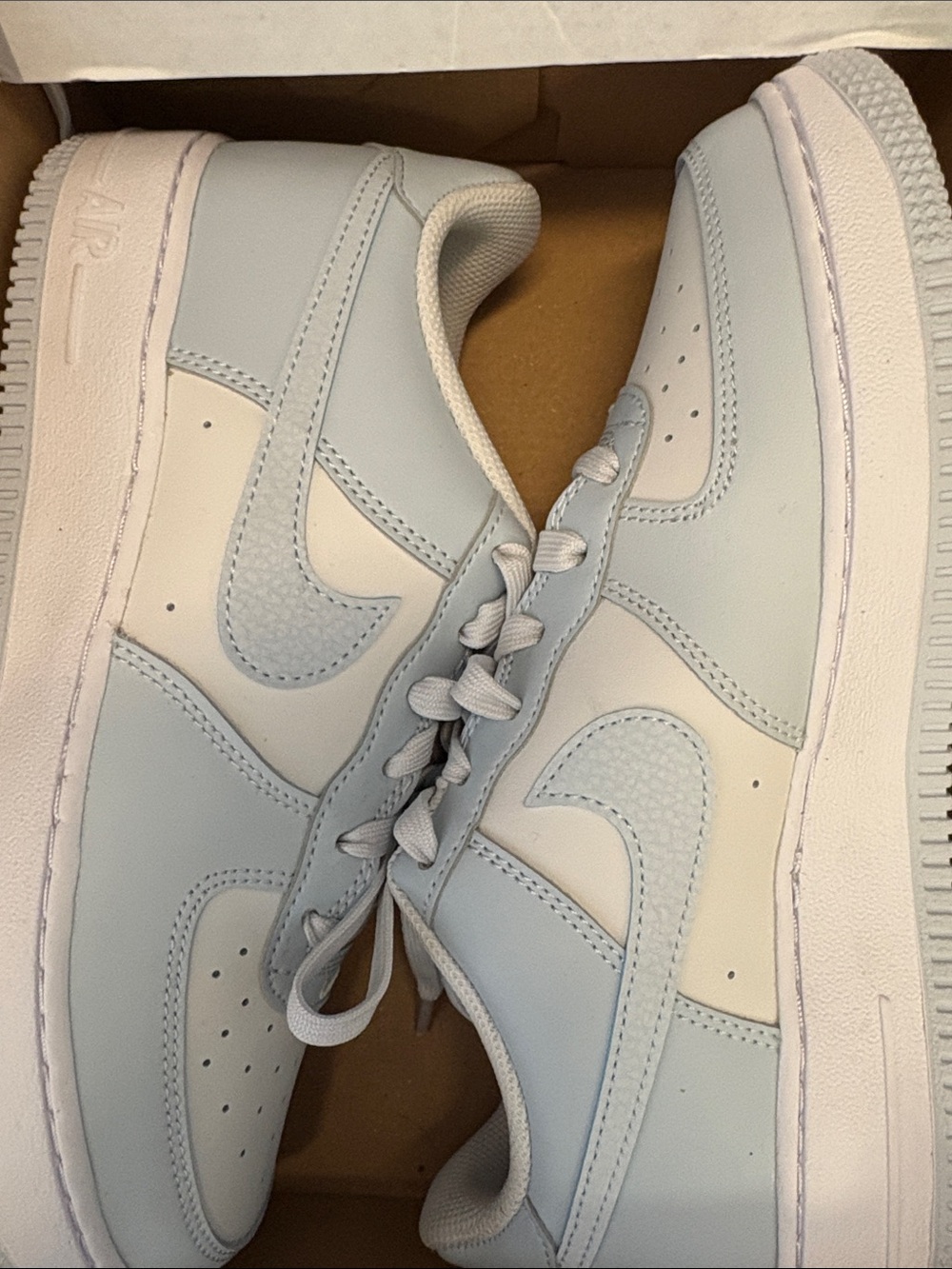 Nike Air Force One Low-Top Sneakers in Light Blue and White